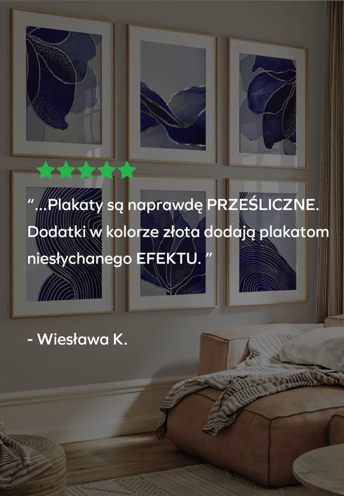 Japandi Line Art Prawy Srebrny Plakat 50x70cm