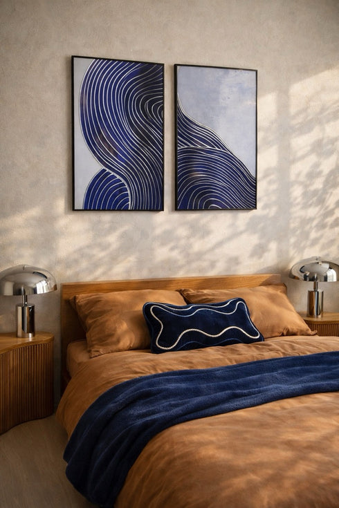 Japandi Line Art Prawy Srebrny Plakat 50x70cm