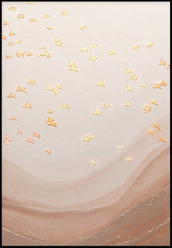 Karmelowe Ptaki Lewy Rose Gold Plakat 50x70cm