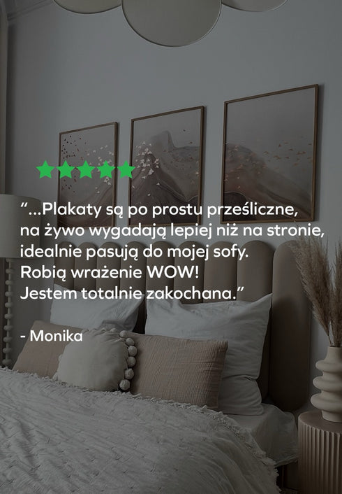 Karmelowe Ptaki Środkowy Rose Gold Plakat 50x70cm