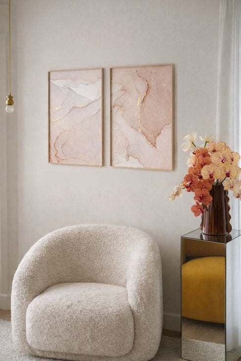 Koralowa Akwarela Lewy Wzór Rose Gold Plakat 50x70cm