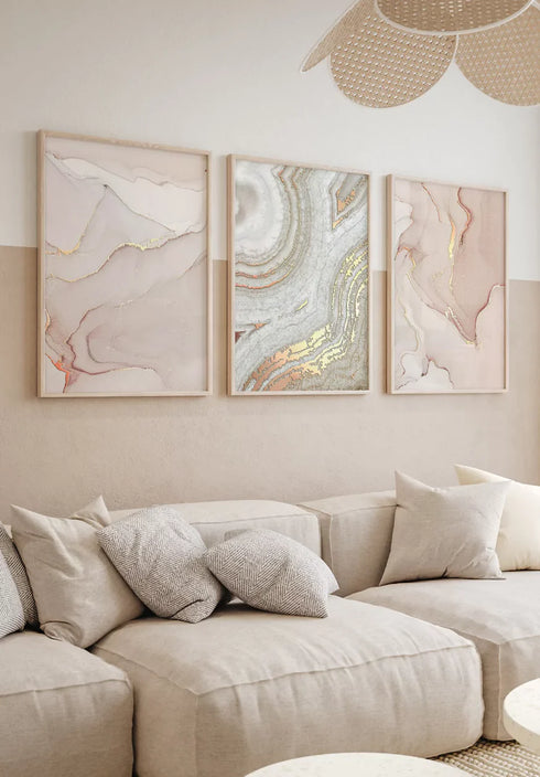Koralowa Akwarela Lewy Wzór Rose Gold Plakat 50x70cm