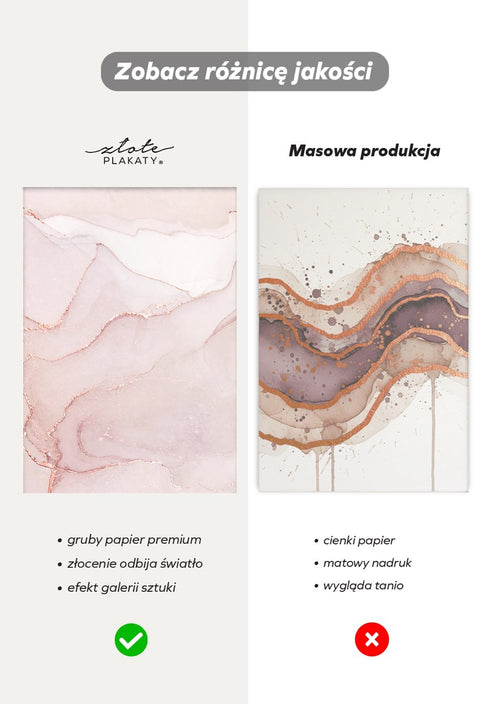 Koralowa Akwarela Lewy Wzór Rose Gold Plakat 50x70cm
