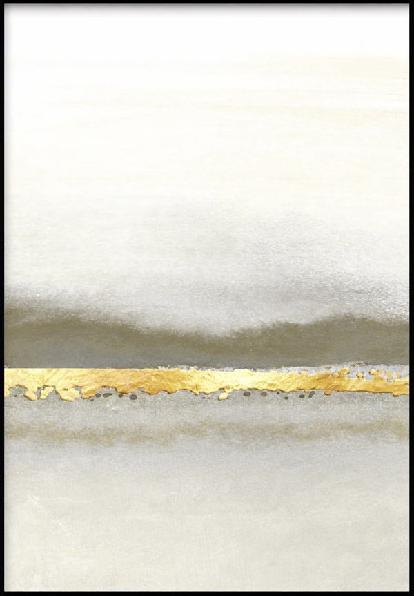 Kremowa Abstrakcyjna Linia Prawy Złoty Plakat 50x70cm