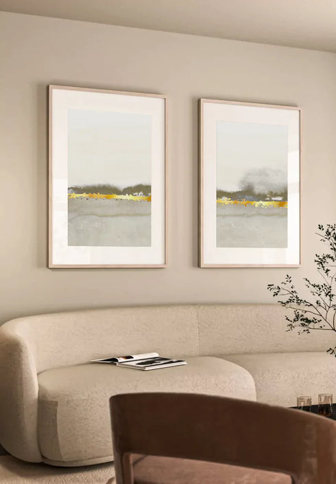 Kremowa Abstrakcyjna Linia Prawy Złoty Plakat 50x70cm