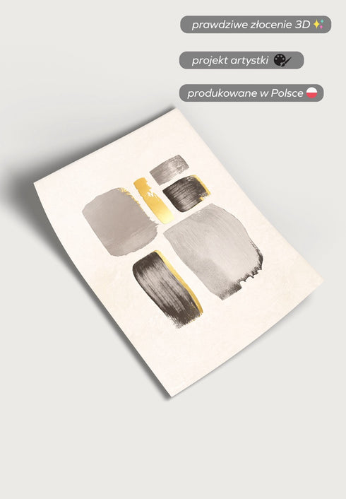 Kremowe Pociągnięcia Pędzlem Lewy Złoty Plakat 50x70cm