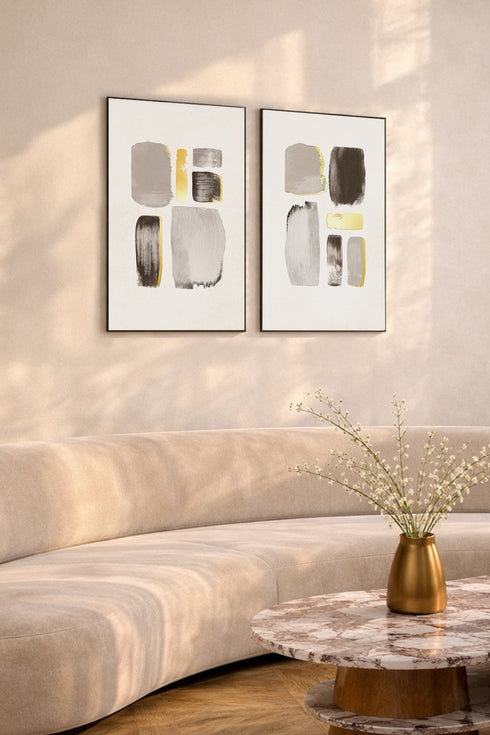 Kremowe Pociągnięcia Pędzlem Lewy Złoty Plakat 50x70cm