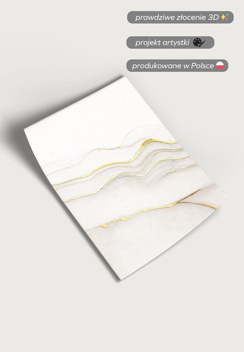 Kremowy Agat Prawy Wzór Złoty Plakat 50x70cm