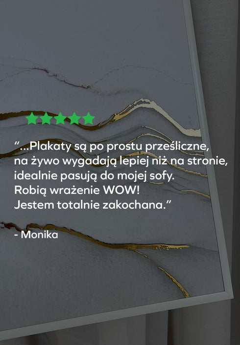 Kremowy Agat Prawy Wzór Złoty Plakat 50x70cm
