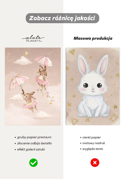 Latające Króliczki Złoty Plakat 50x70cm