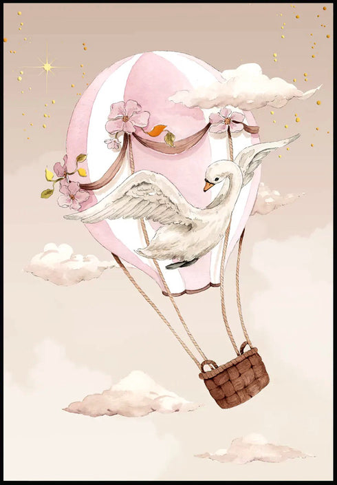 Latający Balon Złoty Plakat 50x70cm