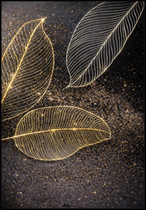 Liście Złoty Plakat 50x70cm