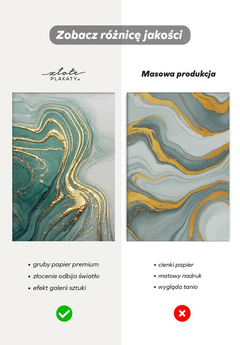 Miętowy Agat Złoty Plakat 50x70cm