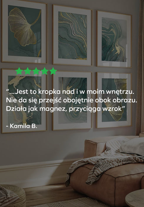 Miętowy Agat Złoty Plakat 50x70cm