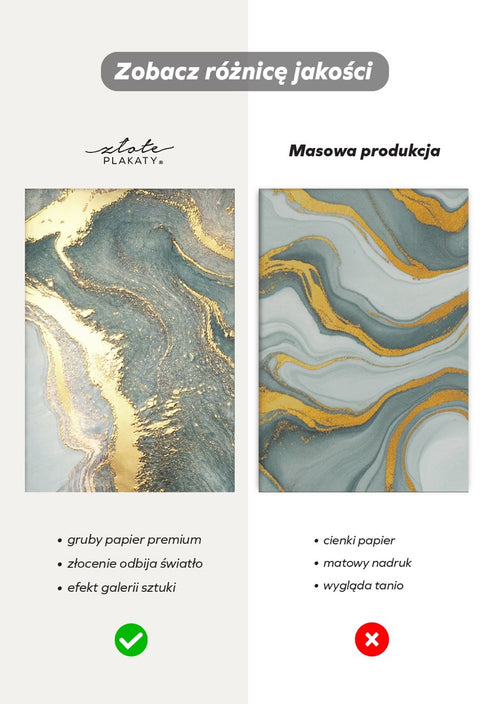 Miętowy Marmur Lewy Wzór Złoty Plakat 50x70cm