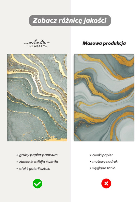 Miętowy Marmur Prawy Wzór Złoty Plakat 50x70cm