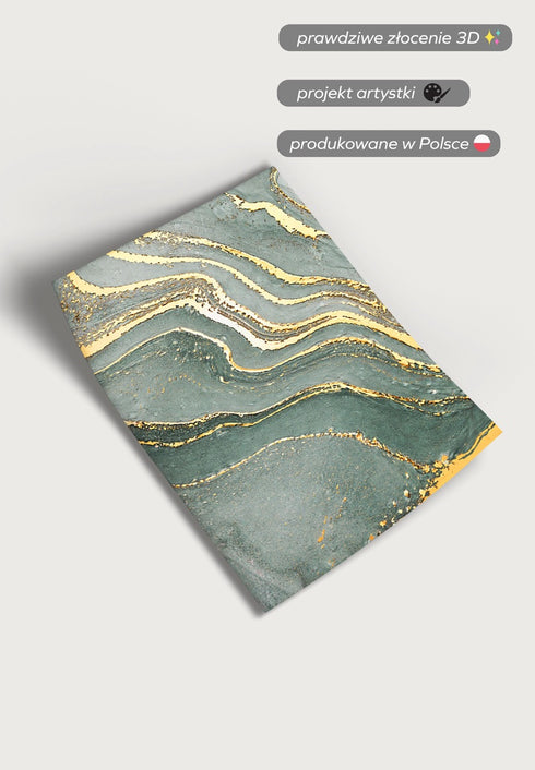 Miętowy Marmur Prawy Wzór Złoty Plakat 50x70cm