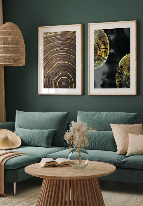 Tekstura Drewna Złoty Zestaw 2 Plakatów 50x70cm