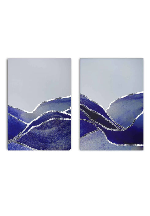 Granatowy Ocean Srebrny Zestaw 2 Plakatów 50x70cm