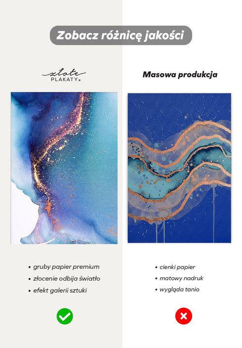 Niebieska farba Rose Gold Plakat 50x70cm