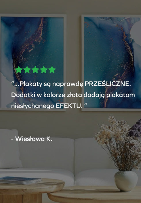 Niebieska farba Rose Gold Plakat 50x70cm