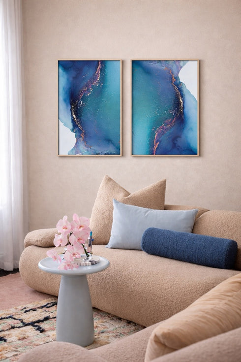 Niebieska farba Rose Gold Plakat 50x70cm