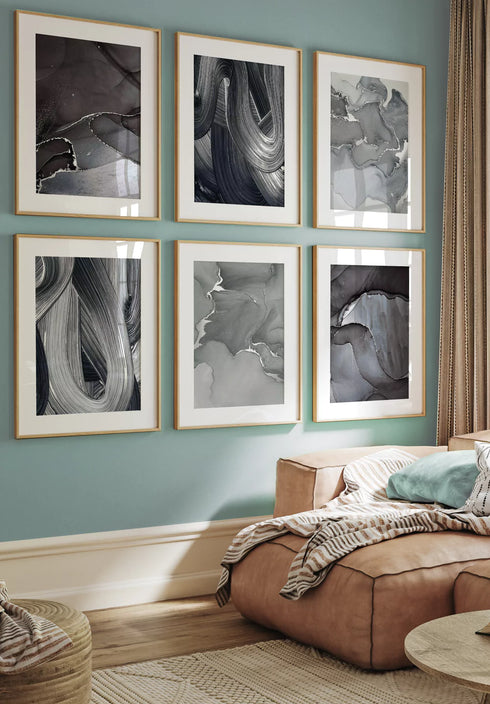 Szara Akwarela Srebrny Plakat 50x70cm