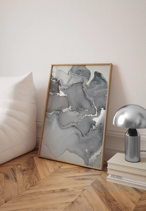 Szara Akwarela Srebrny Plakat 50x70cm