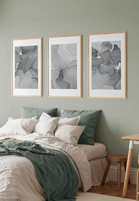 Szara Akwarela Srebrny Plakat 50x70cm