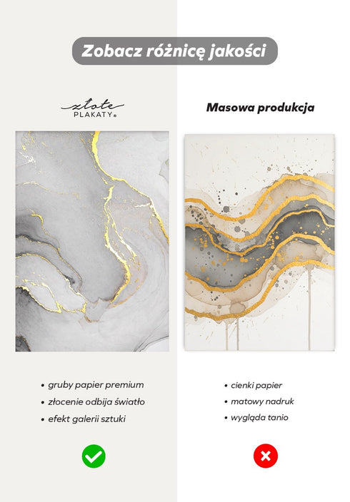 Szaro Pistacjowa Akwarela Lewy Złoty Plakat 50x70cm
