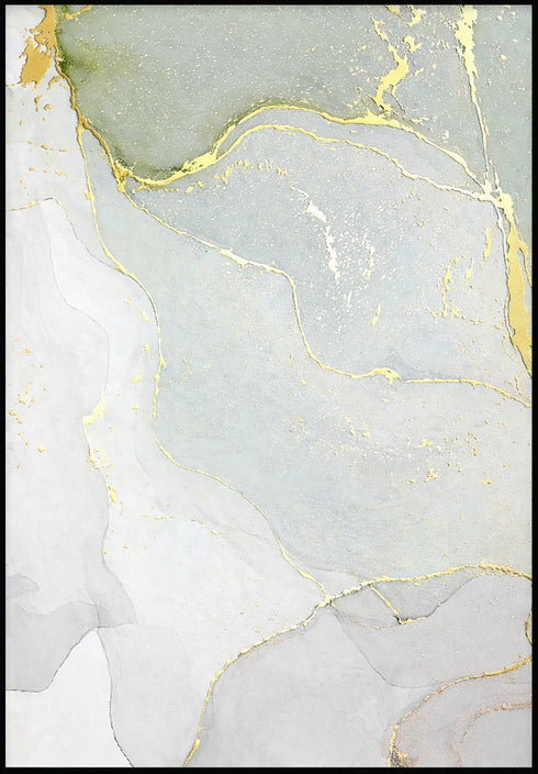Szaro Pistacjowa Akwarela Prawy Złoty Plakat 50x70cm