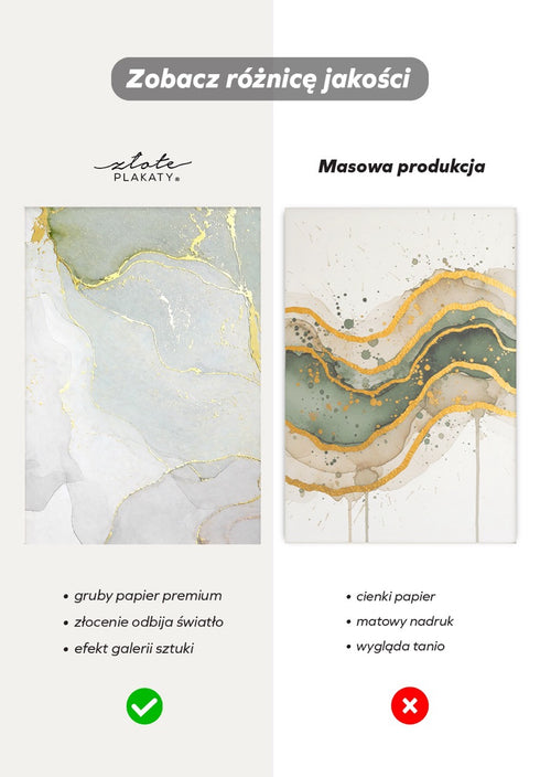 Szaro Pistacjowa Akwarela Prawy Złoty Plakat 50x70cm