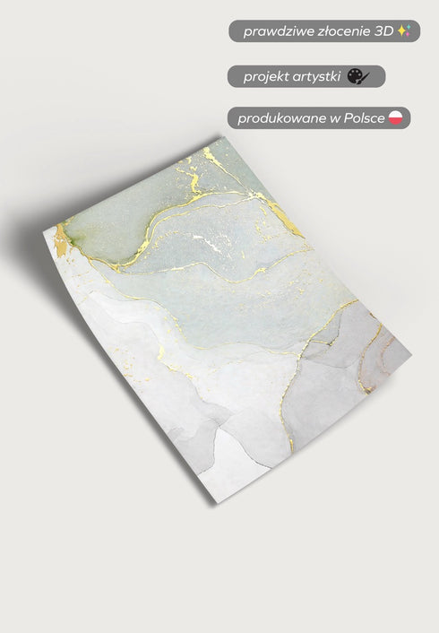 Szaro Pistacjowa Akwarela Prawy Złoty Plakat 50x70cm