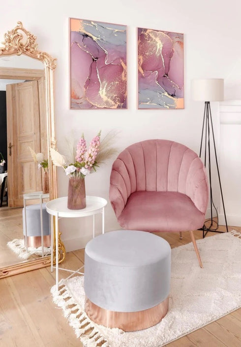 Akwarela Różana Marmur Rose Gold Zestaw 2 Plakatów 50x70cm