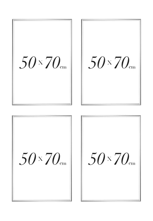 Zestaw 4 Srebrnych Ramek 50x70cm
