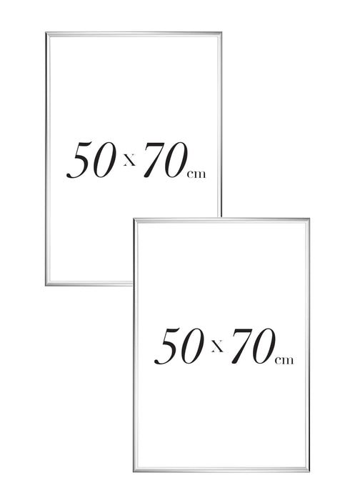 Zestaw 2 Srebrnych Ramek 50x70cm