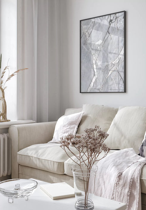 Szary Marmur Srebrny Plakat 50x70cm