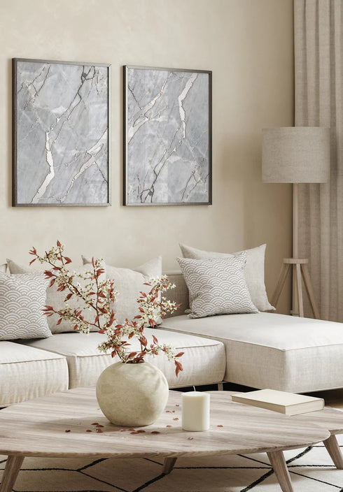 Szary Marmur Srebrny Plakat 50x70cm