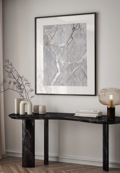 Szary Marmur Srebrny Plakat 50x70cm