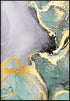 Turkusowa Akwarela Lewy Złoty Plakat 50x70cm