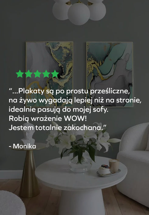 Turkusowa Akwarela Lewy Złoty Plakat 50x70cm