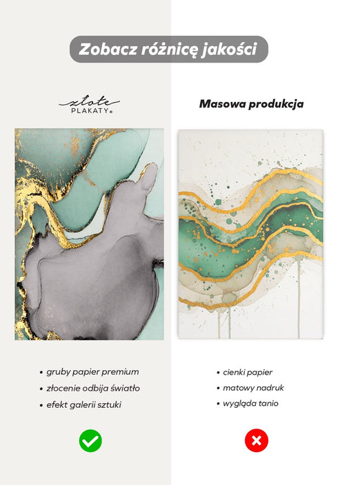 Turkusowa Akwarela Prawy Złoty Plakat 50x70cm