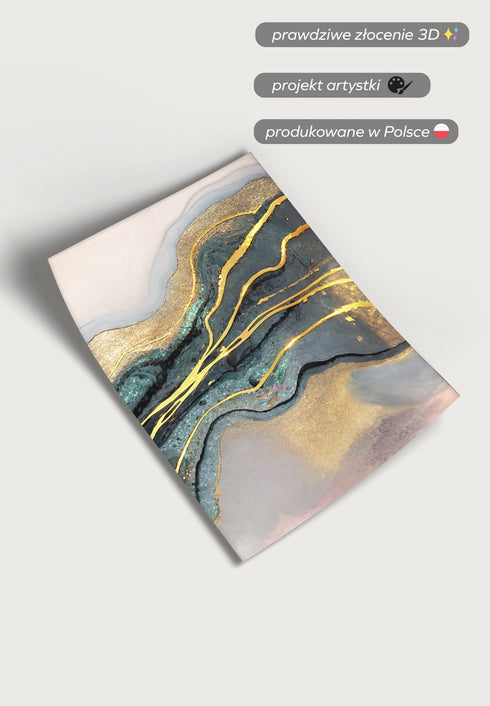 Turkusowa Farba Prawy Złoty Plakat 50x70cm