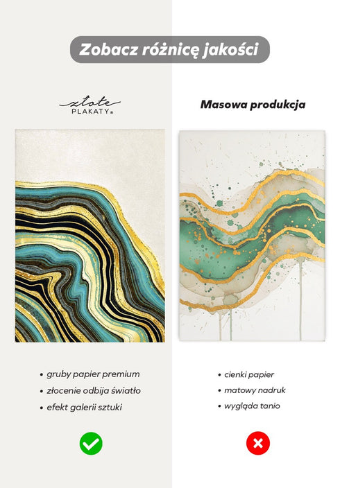 Turkusowy Agat Prawy Złoty Plakat 50x70cm