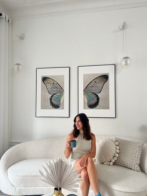 Turkusowy Motyl Prawy Złoty Plakat 50x70cm