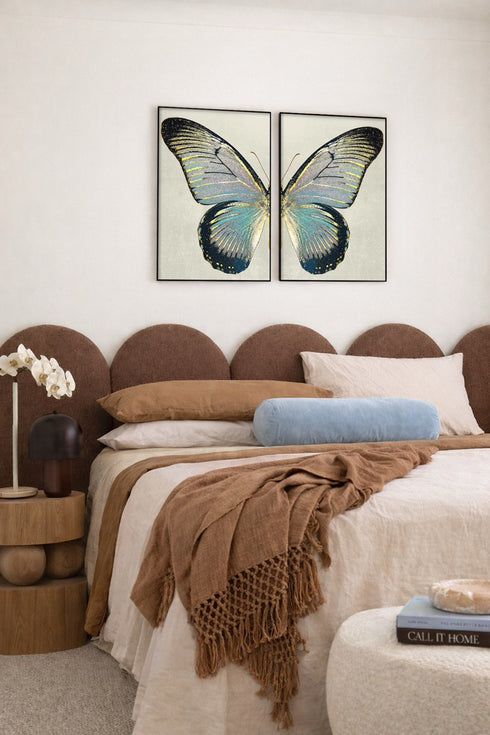 Turkusowy Motyl Prawy Złoty Plakat 50x70cm