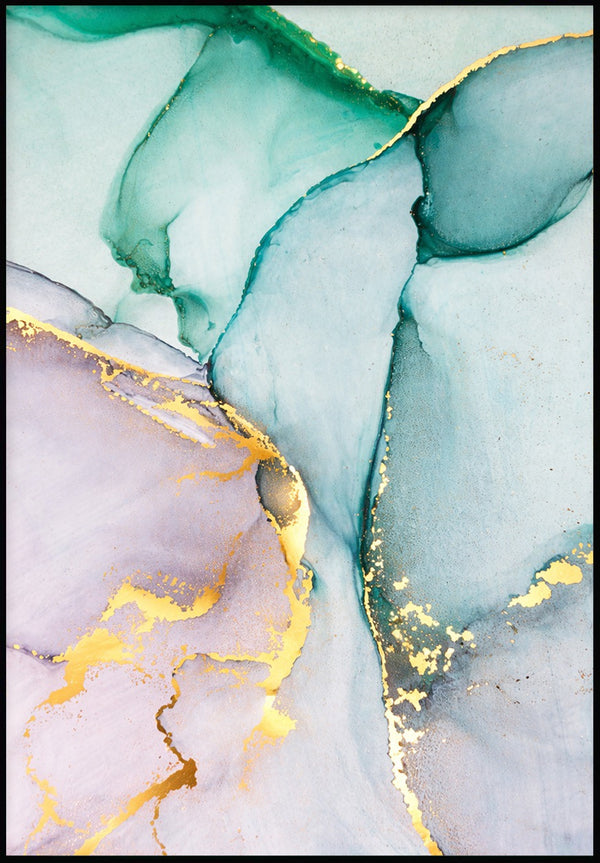 Zielone Akwarele Złoty Plakat 50x70cm