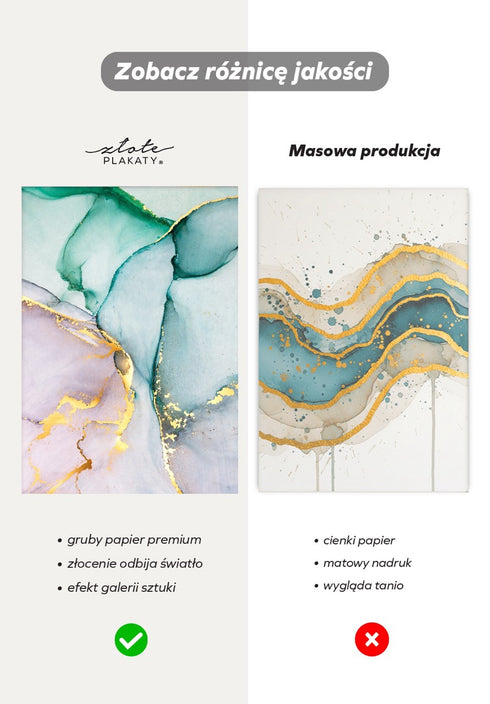 Zielone Akwarele Złoty Plakat 50x70cm