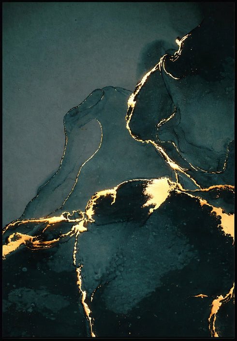 Zielony Marmur Złoty Plakat 50x70cm
