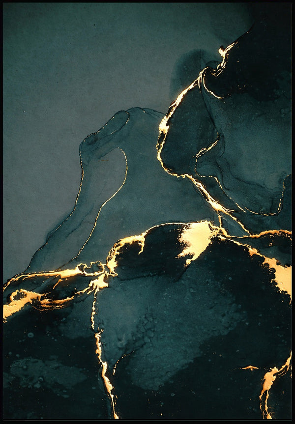 Zielony Marmur Złoty Plakat 50x70cm